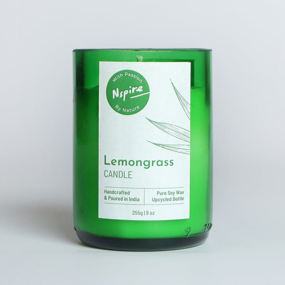 Hand-poured soy wax candles infused with refreshing lemongrass scent, offering a clean, eco-friendly burn and a natural, calming aroma for any space