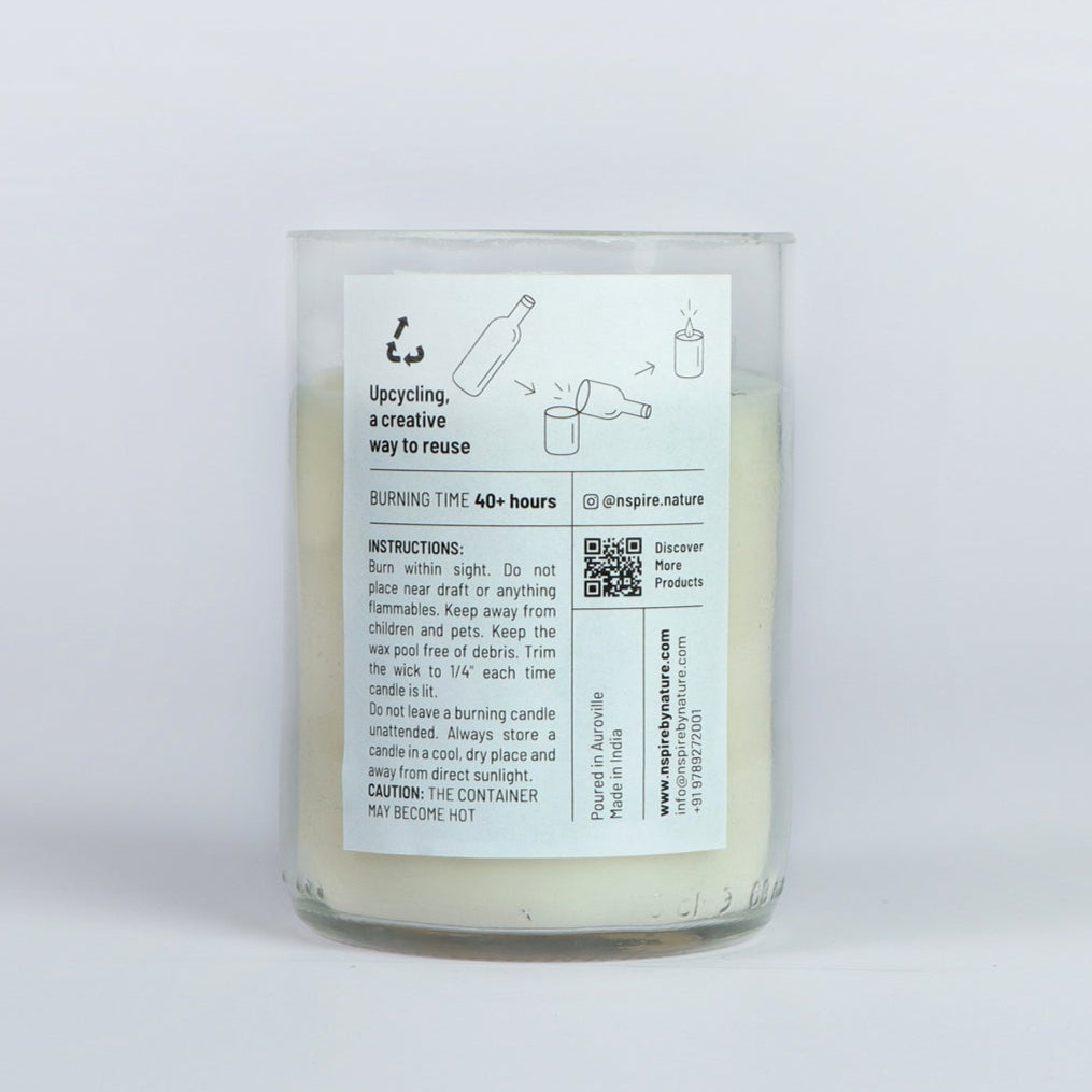 Jasmine soy candle with a sweet, floral fragrance, creating a serene and uplifting ambiance perfect for relaxation and rejuvenation.